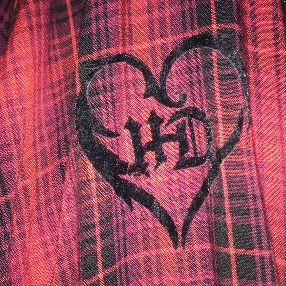 New without tags red black Harley-Davidson plaid Pearl button-up shirt - Picture 4 of 7